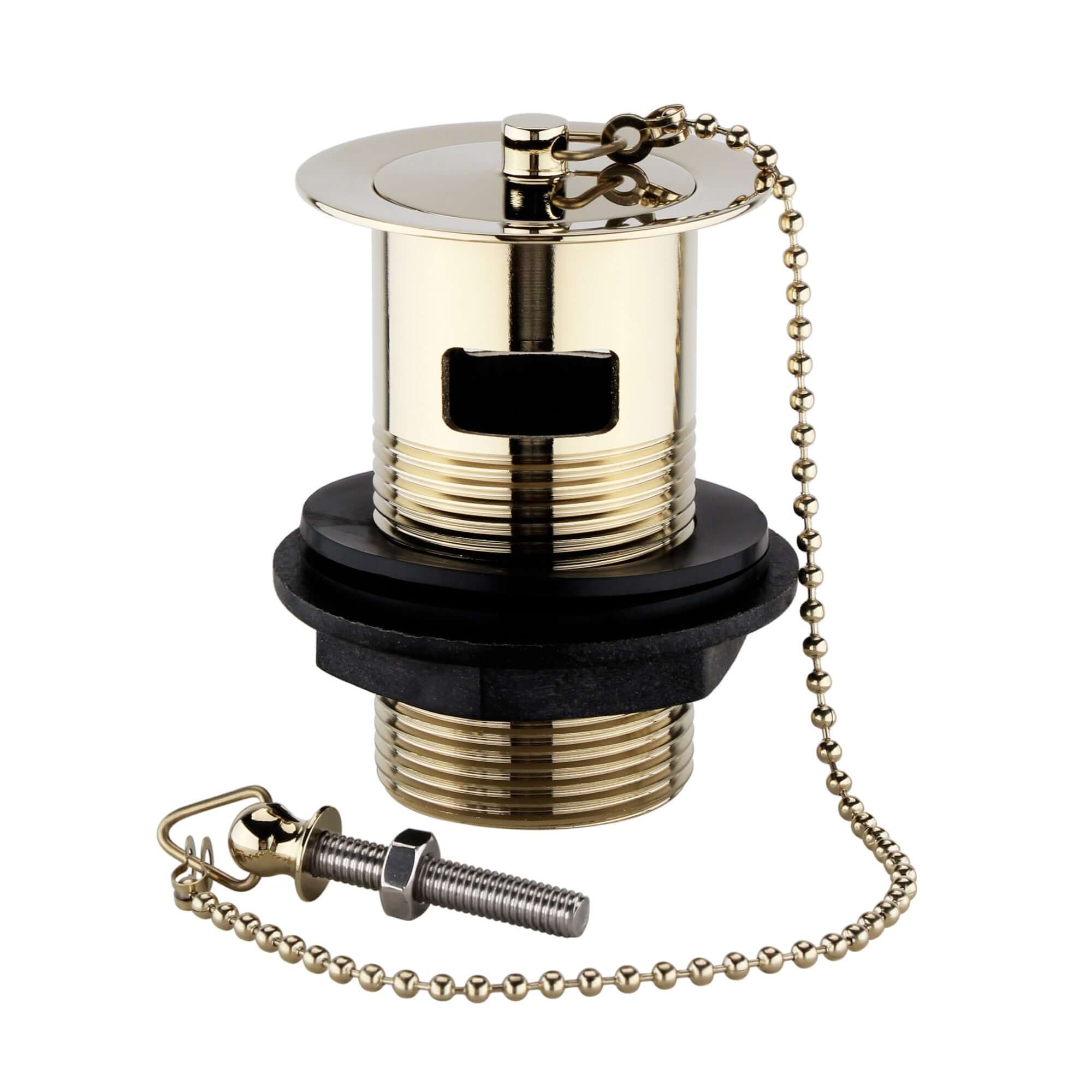 Buy Traditional slotted basin waste with plug and ball chain - gold Online UK | HOUSE OF ENKI